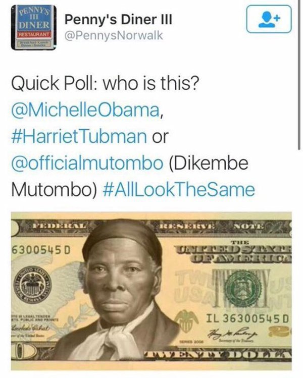 pvpihenny:  micdotcom:  Connecticut diner under fire for alleged racist Harriet Tubman