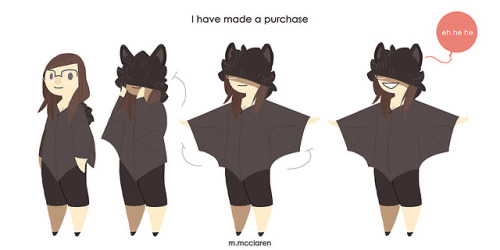 [Description: Four cartoons of myself. One is simply standing in a lumpy black poncho. The second fl