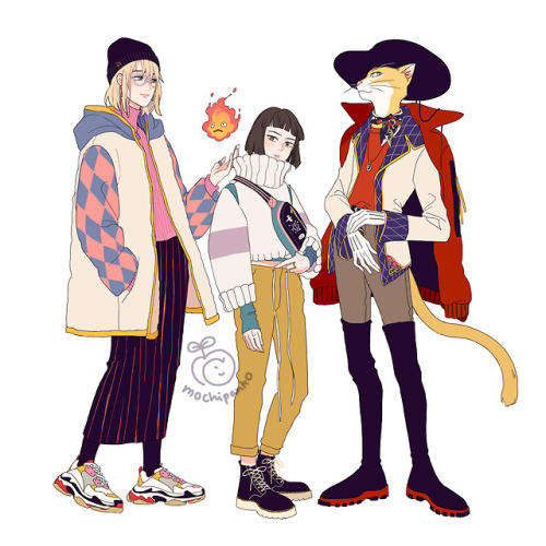 mochipanko:Ghibli fashion - Howl, Haku & the Baron+Sophie, Kiki, Chihiro & Arrietty!