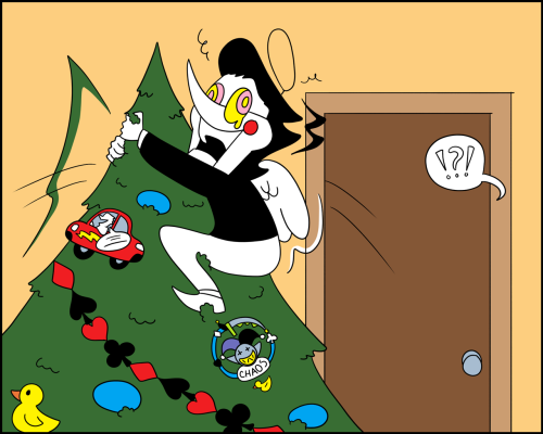 Spamton and Jevil are getting festive for the holiday!
