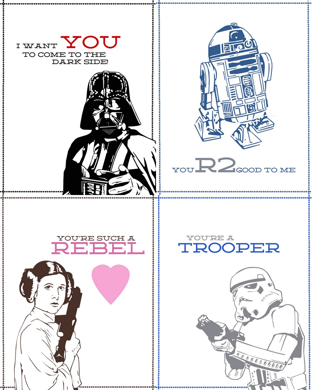 sexygeek74:  truebluemeandyou:DIY Star War Valentine’s Day Card Printables from