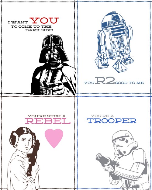DIY Star War Valentine&rsquo;s Day Card Printables from Alecia Dawn Photography. First seen at Geek 
