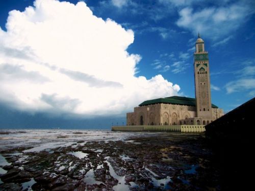 Hassan II Mosque from the Sea (Casablanca, Morocco) From the Collection: Photos of Square Minarets