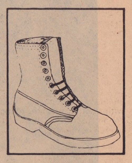 red wing boot drawn by liza cowan, 1975