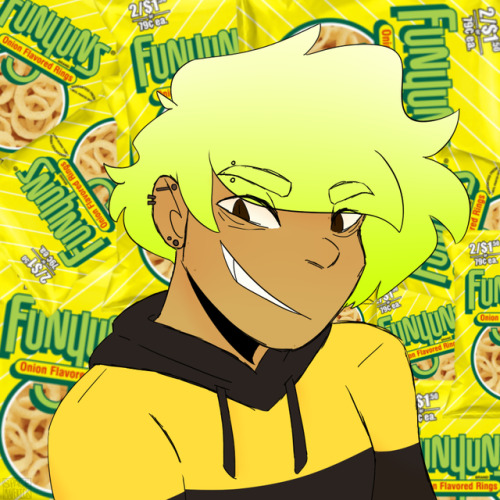 spacemaverick: i was drawing hollis and @chairsarenotedible said they looked like a funyuns bag