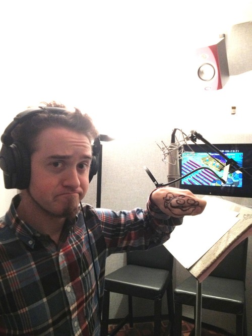 Alex Hirsch recording the last line of dialogue from the last episode of Fish Hooks. Clamantha&rsquo