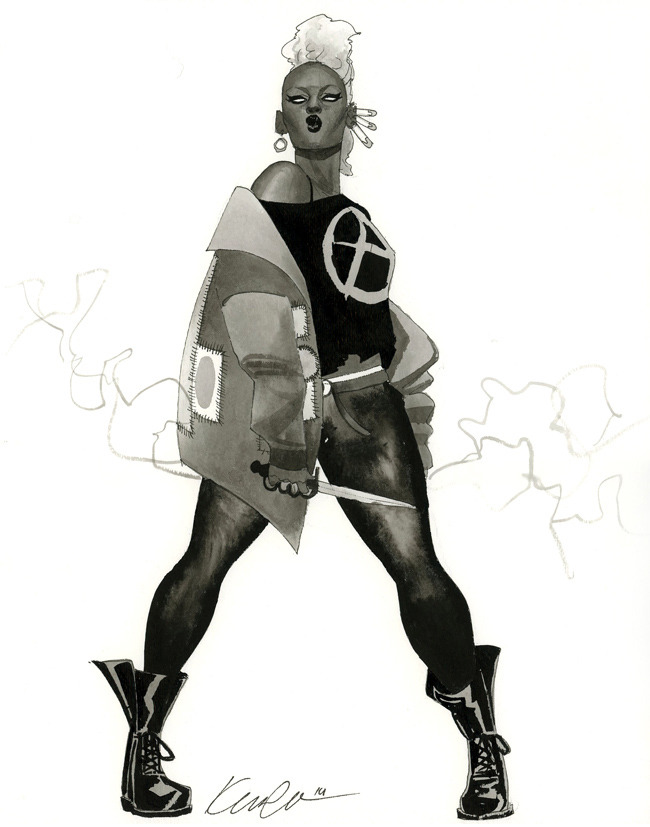 kevinwada:  Storm HeroesCon 2014 sketch Punk, mohawked, bladed up Storm.  Ready