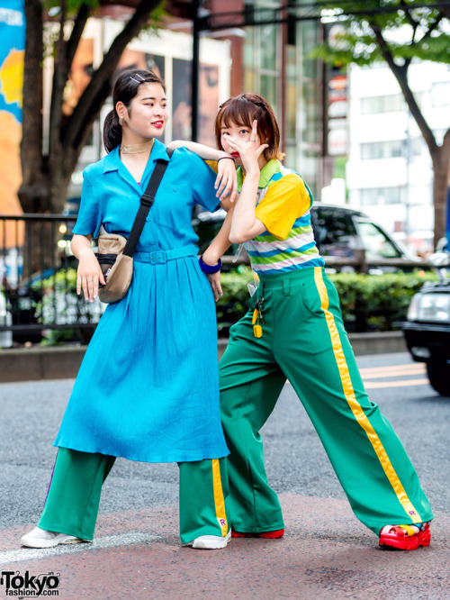 Japanese students 18-year-old Okusako and 17-year-old Saya on the street in Harajuku both wearing RR