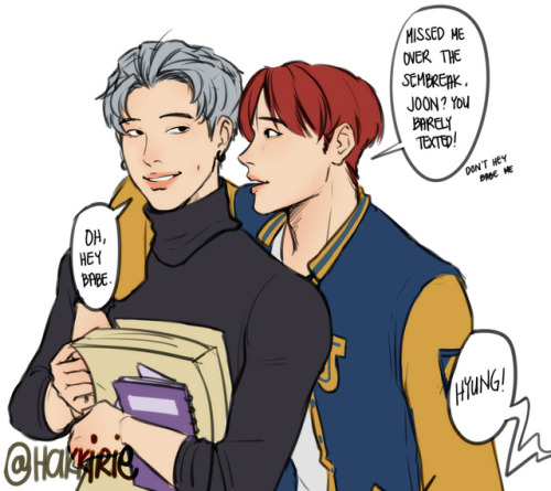 university 94zkook // you kno that one trope where theyre childhood friends and they dont see each o