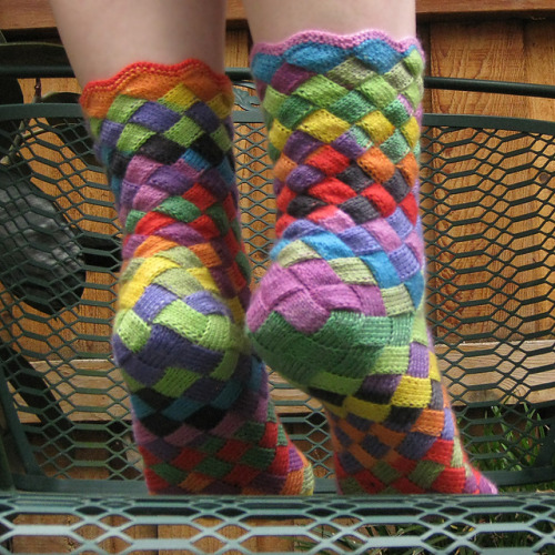 nottestella: crocrochet: Entrelac socksMade by spindleknitter based on the patternLonely Socks Club: