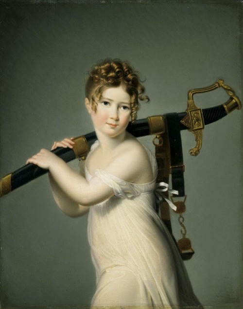 pintoras:Jeanne-Elisabeth Chaudet (French, 1767-1832): A Young Girl Carrying Her Father’s Sabre (via
