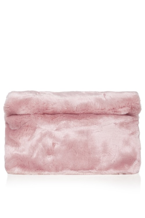 roserum:  faux fur roll top clutch