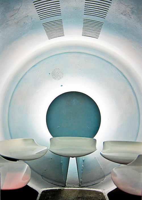 Tram capsule interior, Gateway Arch, St. Louis. The trams swing like Ferris-wheel cars as they ascen