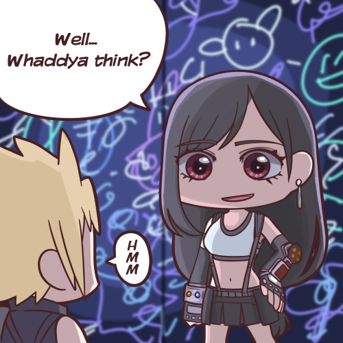 Just want to draw Tifa cute jealous face.Story from Video game FFVII remake, drawn with our style.