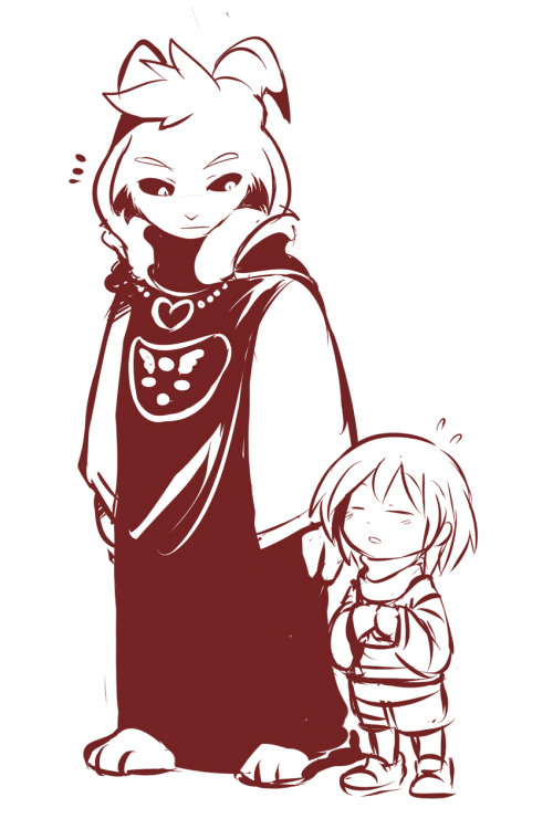 sketchit26:  some random undertale au. where adult Asriel is the one who found Frisk and the guardian of the Ruins