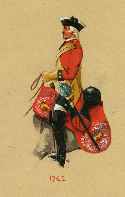 cuirassier:Troopers and officers of the 5th Dragoon Guards throughout the years., illustrations by R