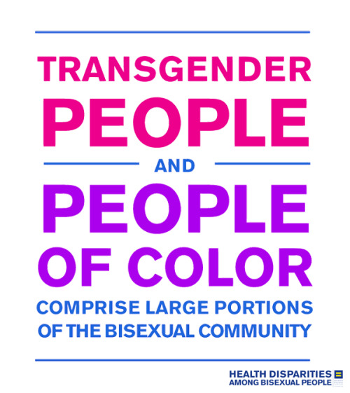 bialogue-group:  Transgender People and People of Color comprise large portions of the Bisexual Comm