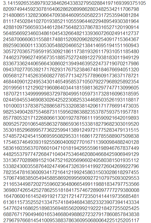 thefrogman:  Pi is infinite and irrational. At some point everything in the universe