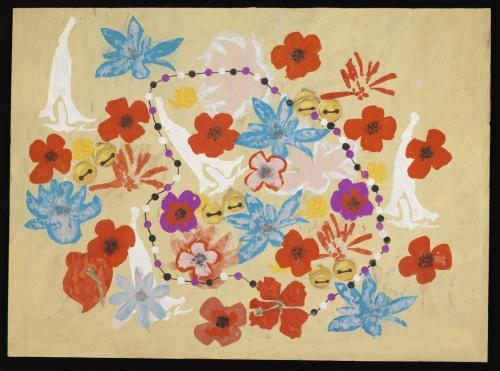  Aubrey Williams Sketch of flowers, small bells, and beads on a string [1954–5] 