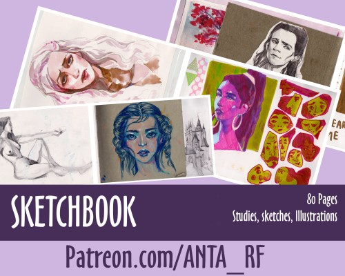 My Sketchbook No.58 is now avialable on Patreon!80 coloured pages in different traditional technique