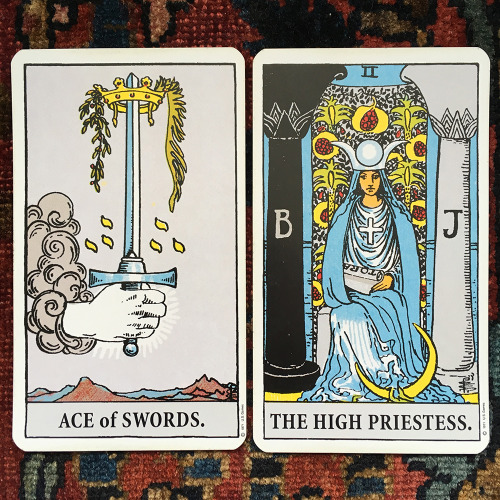 unhelpfultarot: Ace of Swords and The High PriestessThey may threaten you with words or with weapons