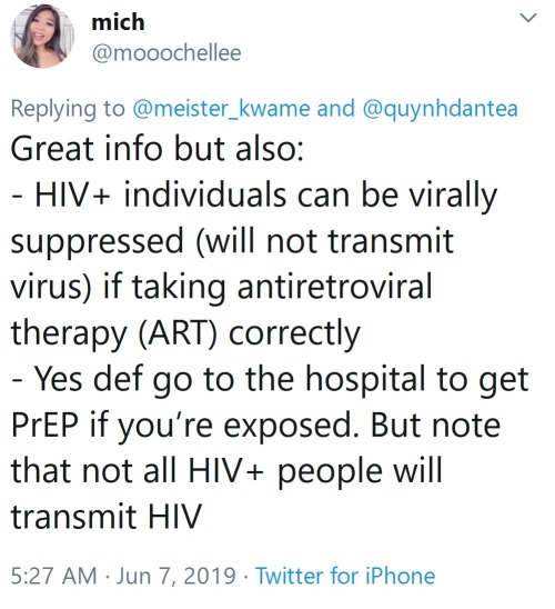 orangeresearcher:notapossum:blackqueerblog:Also: don’t stigmatize HIV+ individuals because the