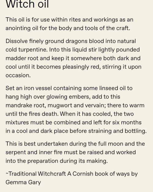 Witch oil recipe used for anointing. By gemma gary #tradwitch #tradwitchcraft #gemmagary #witch #wit