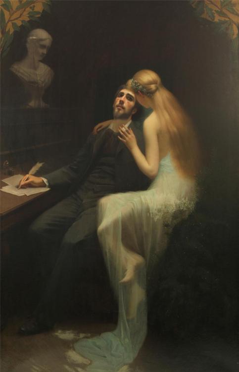 23silence:  Gabriel de Cool (1854 – ?, French) - The Muse, 1895  Wow, wow, wow, she is so ethereal and lovely and wow.