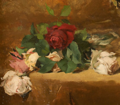 simena:    Jean De La Hoese - Vase fleuri de pivoines (detail)