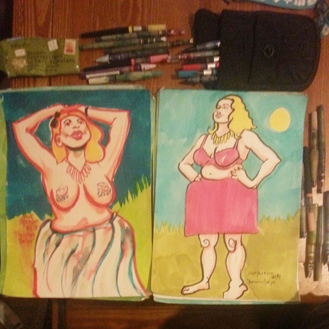Drawings of Porcelain Dalya from Dr. Sketchy&rsquo;s Boston. She&rsquo;s