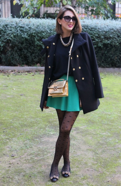 fashion-tights: Bows Dancers Zara Coat, Mango Bag Lefties Sweater Lefties Skirt Lefties Please click