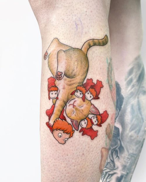 ig: kiera_tattoo cat;leg;neotrad;ponyo
