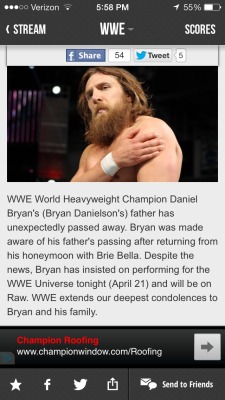 Punkeyethecrackhead:  Oh D-Bry :( The Wwe Universe Is So Proud Of You And All That