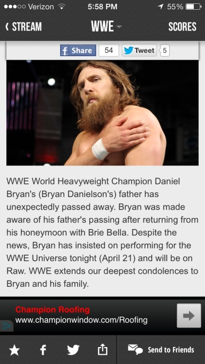 punkeyethecrackhead:  Oh D-Bry :( The WWE Universe is so proud of you and all that you’ve done and we appreciate your dedication. May your father rest in peace.  Aw Daniel! :,( 