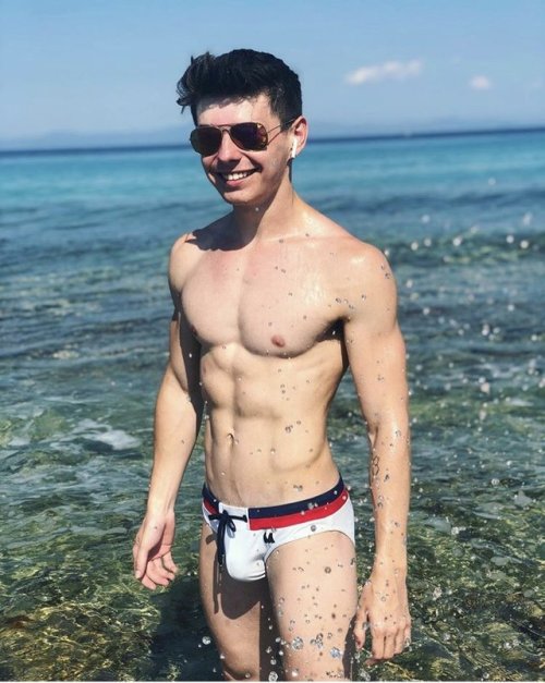 Lewis on vacation in our Hermosa Swim Briefs by Marcuse . 20% today in the CollegeJocks Sale . See l