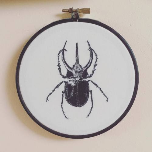 wilddeeratdawn: Rhinoceros beetle embroidery available I seriously need to find this a home!  htt