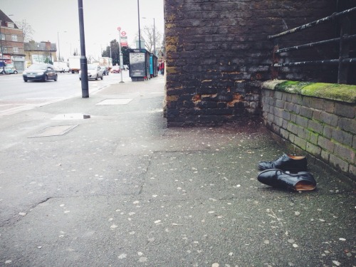 lostthingsblog:  Lost: Shoes, black brogues Place: Seven Sisters Road, London  Lost shoes