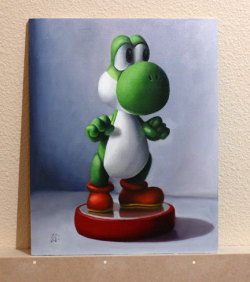 retrogamingblog:  Yoshi Amiibo Oil Painting made