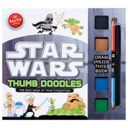 donglebro:  Star Wars Thumb Doodles Kids use the four ink pads to add thumbprints, then use the lightsaber-shaped pencil and marker to fill in details to make their favorite Star Wars characters/ scenes. Wired 