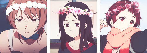 hheartflia-blog-deactivated2020:   『Kyoukai no Kanata Characters + Flower Crowns 』  