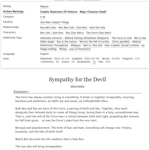 &ldquo;Sympathy for the Devil&rdquo; Chapter 4The Force feels no guilt. The Force has no mer