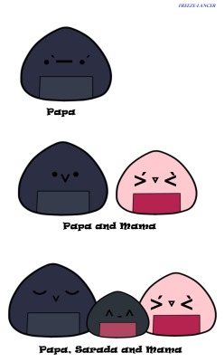 freeze-lancer:  SasuSakuSara Onigiri ver. XD I know I should study for tomorrow BUT for some reason I feel like making this XD  