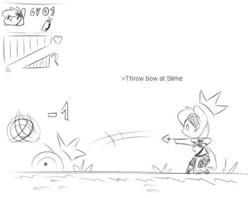 gamepony-verysecret:Some kind of magic push vi-vi bow to Slime and hit it with 1 DMGvi-vi lost her bow and now she start to panic.  xD! Oh noes!