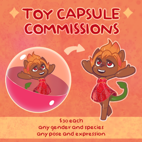 Toy Capsule Commissions OPEN!$30 eachAny species and genderAny pose and expressionGo here for more i