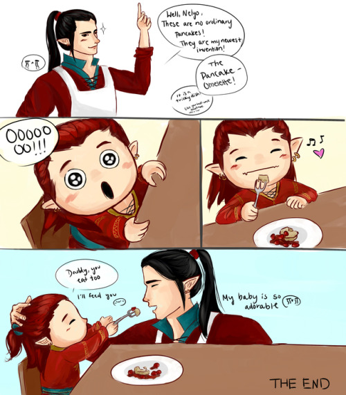 Good Daddy Feanor: Part I - “Pancake Omelette” Zoom in for more detail :) Series on good dad Feanor 