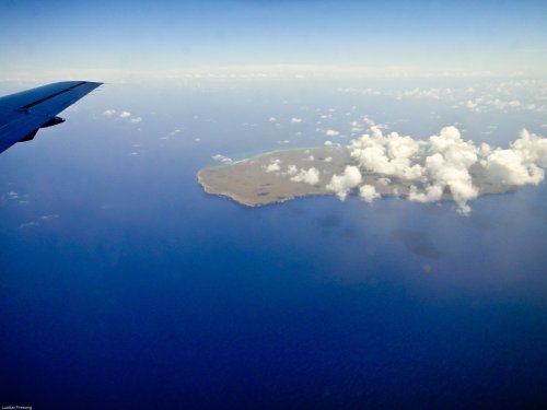 Isla de MonaThis airplane window view caught the uninhabited Isla de Mona, which sits in the Mona Ch