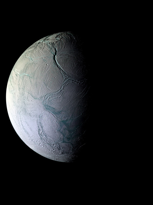 Image of the moon of Saturn, Enceladus, taken by the Cassini spacecraftImage credit: NASA / JPL