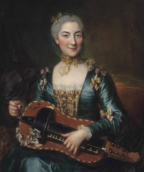 galleryofunknowns:  Donatien Nonotte (b.1708 - d.1785), ‘Portrait of a Lady with a hurdy-gurdy’, oil on canvas, 1700s, French, sold for 5,250 GBP in Christies Interiors sale, December 2012; London, England.