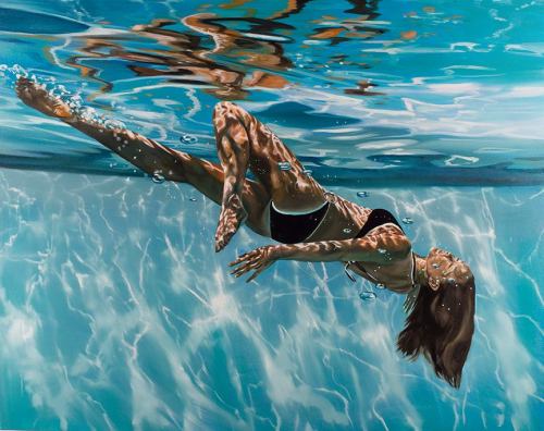 anitaleocadia:  Eric Zener  - oil on canvas, 2013 - Gentle Surrender - Sea Dream - Woman Waking from a Dream - Tumbling Through the Light - White Cloak 