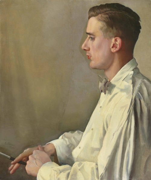 thunderstruck9:  Konstantin Somov (Russian, 1869-1939), Profile of Boris Snejkovsky, 1936. Oil on canvas, 55 x 46.5 cm.